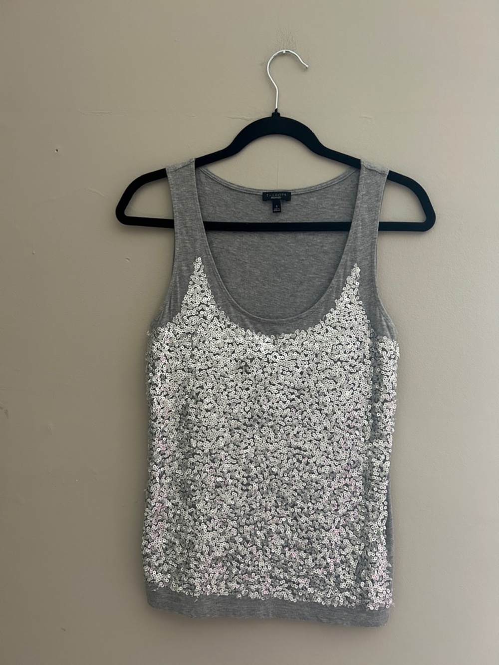 Talbots Gray Sequin Scoop Tank Top